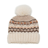 Bonnet d'hiver en acrylique tricoté jacquard épais pour adulte, motif géométrique Fair Isle, avec logo personnalisé, certifié OEKO-TEX, avec pompon, vente en gros