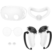 L'ensemble en silicone 5-en-1 comprend un couvercle d'unité principale, un capuchon d'objectif, un couvercle de poignée de contrôleur et un capuchon de pouce, adapté à Meta Quest 3s