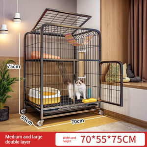 Sıcak satış Metal kulübesi örgü katlanır kedi köpek hayvan evcil kafes ile tekerlekler - Product Image 3