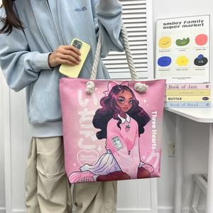 クロスボーダーオールインワントートバッグ女性用ポータブルショッピングバッグクリエイティブ女性用プリント厚いロープ大容量ビーチバッグ2025 - Product Image 5