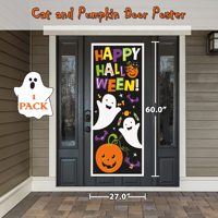Affiches de porte jetables en plastique pour Halloween, décorations extérieures pour carnaval, école, fenêtres murales, vente en gros sur mesure