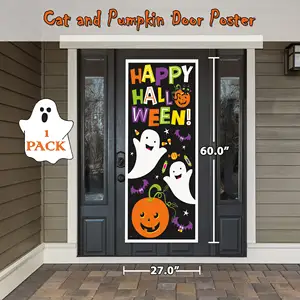 Atacado de plástico descartável Halloween truque ou deleite porta cartazes decorações exteriores para carnavais janelas de parede da escola