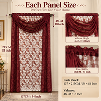 Ensemble de rideaux de luxe de style américain avec cantonnière intégrée, draperies jacquard florales pour la décoration intérieure, vente en gros