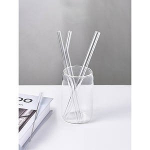 Juego de pajitas de vidrio transparente reutilizables, limpias, resistentes al calor con 3 pajitas y 1 Cepillo de paja hecho de papel - Product Image 1