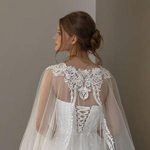 Yeni özel İnciler aplikler parlak payetli tül gelinlik şal satın çin doğrudan Vintage gelinlikler A-line - Product Image 4