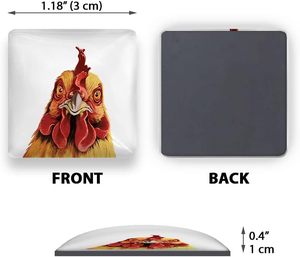 Aimants de réfrigérateur en verre Animal carré réfrigérateur tableau blanc casiers aimant de réfrigérateur époxy drôle pour la décoration de cuisine de bureau à domicile - Product Image 6