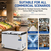 Grand congélateur coffre commercial à refroidissement direct avec doubles portes supérieures pour supermarchés, restaurants et entreprises de vente en gros