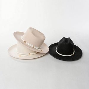 Wholesale Vintage Femme Unisex Women Cowboy Felt Hat Wholesale Wide Brim 100% Wool Felt Fedora Hats - Product Image 5