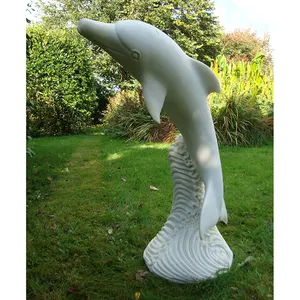 현대 훈장 큰 실물 크기 섬유유리 돌고래 조각품 동상 수지 물고기 조각품