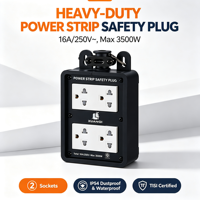 Boîte de prise de courant portable robuste étanche IP54 16A 3500W, multiprise universelle avec boucle de suspension 4 prises