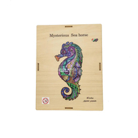 Rompecabezas de Madera de Caballito de Mar Misterioso, Forma Irregular Única, Caja de Regalo, Rompecabezas Educativo para Adultos y Niños
