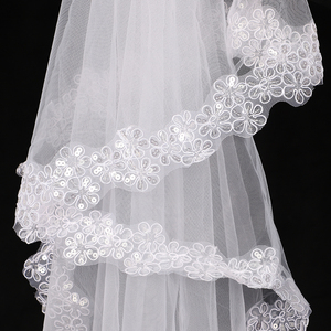 طرحة زفاف فاخرة من CYG بنمط مطرز، طرحات زفاف للعروس بنمط رائع مع ترتر - Product Image 3