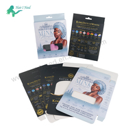 Boîte à bonnets en satin avec logo personnalisé en feuille d'or, boîte à bonnets pour tresses, emballage de luxe, boîte en papier pliable pour présentation de bonnets