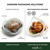 Conteneur alimentaire jetable anti-fuite avec poignée pour poulet rôti et dinde, couvercle anti-buée, boîte d'emballage plastique à emporter, fabrication en usine