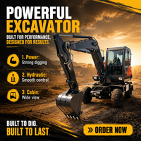 Excavator Roda Murah Produsen Alat Berat 6 Ton Excavator Roda Konstruksi dengan Bucket