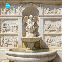 Fontaine murale en pierre antique, écologique, résistante à l'eau, design carré classique pour la décoration de jardin extérieur