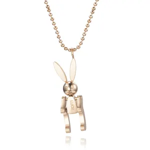 Fashion Dainty Necklace Stainless Steel With Rose Gold Plated Jewelry Rabbit Animal Necklace