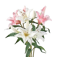 Fleur artificielle en PU à double tête de lys, style japonais/nordique/français, pour décoration intérieure et centres de table d'hôtel pour mariages