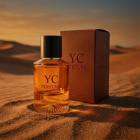 Botella de Perfume de Vidrio Cilíndrica Vacía de 50 ml, Color Ámbar Degradado, con Caja de Lujo de Alta Calidad