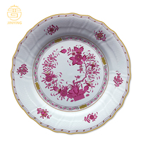 Service de vaisselle en porcelaine fine de style classique, assiettes roses vintage en céramique pour restaurant, hôtel, événement