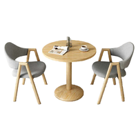 Ensemble table ronde moderne en bois et 2 chaises pour maison ou hôtel pour salle à manger ou salle de conférence