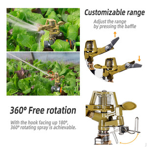 Aspersor de impacto giratorio de 360 grados, cabezal de aspersor agrícola de metal para riego de campos agrícolas y césped, suministro de fábrica - Product Image 5
