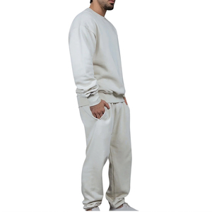 Ensemble de survêtement en molleton de coton respirant, col rond, couleur unie, coupe classique, pour l'automne - Product Image 5