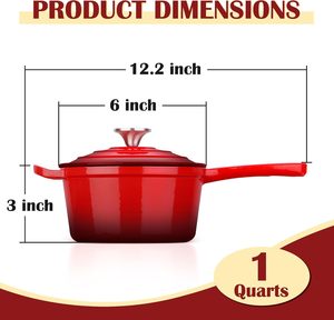 Olla Esmaltada con Tapa de 1 Cuarto de Galón, Mini Olla Holandesa para Cocinar y Hervir, Saludable, No Tóxica, Apta para Inducción y Horno, Roja - Product Image 2