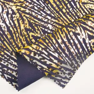 टाइगर प्रिंट सहज टाइगर त्वचा फर पशु पैटर्न ग्लिटर लक्जरी सोने लेगिंग के लिए धारीदार कपड़े और पोशाक