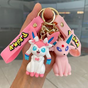 Vente en gros de porte-clés en caoutchouc 3D Anime Pokemoned PVC Cartoon Pikachu Eevee Silicone Pokem - Product Image 4