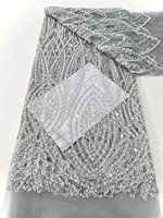 NI.AI Nouveau design de luxe, tissu brodé de sequins et de perles, style ligne, pour robe de mariée ou de soirée
