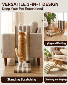 Rascador para Gatos <span class=keywords><strong>3</strong></span> en 1 con Pista de Bolas Interactiva y Almohadilla Reversible para Rascar, Descansar y Jugar, Duradero - Product Image 4