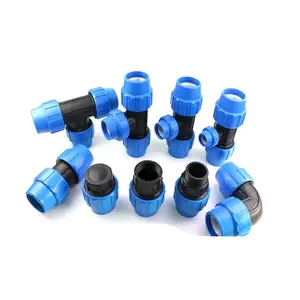 Agricultura Irrigação Jardim PP PE Compression Fittings 20-110mm Hdpe Elbow 90 Water Pipe Connector
