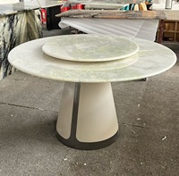 Table à manger moderne de luxe en marbre onyx avec base sur piédestal, plateau rotatif, haute qualité, écologique, imperméable, mobilier pour hôtel et maison