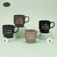 Ensemble de 4 tasses à café SWT avec support en métal noir, personnalisable, OEM, ensemble de tasses en céramique