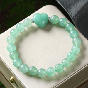 Pulsera de Cuentas Espaciadoras de Cristal Natural Suave con Forma de Corazón, Pulsera Elástica con Cuentas Redondas de Cuarzo Rosa de 8 mm para Mujeres y Niñas - Product Image 4