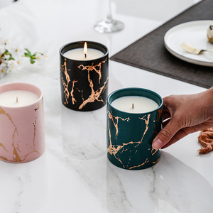 Vela perfumada de cera de soja con etiqueta privada personalizada de fábrica, vela de cerámica de mármol para Decoración de cumpleaños, boda, Hotel, hogar, regalo - Product Image 1