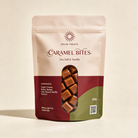 Op maat gemaakte bedrukte chocoladeverpakkingen, staande pouches met ziplock sluiting, herbruikbaar, food grade, voor snoep en snacks, met venster.