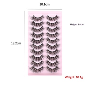 Prix d'usine 10 paires de <span class=keywords><strong>cils</strong></span> en vison faits à la main, <span class=keywords><strong>faux</strong></span> <span class=keywords><strong>cils</strong></span> 3D épais pour maquillage, extension de <span class=keywords><strong>cils</strong></span> volume naturel, souples, en plastique noir - Product Image 5