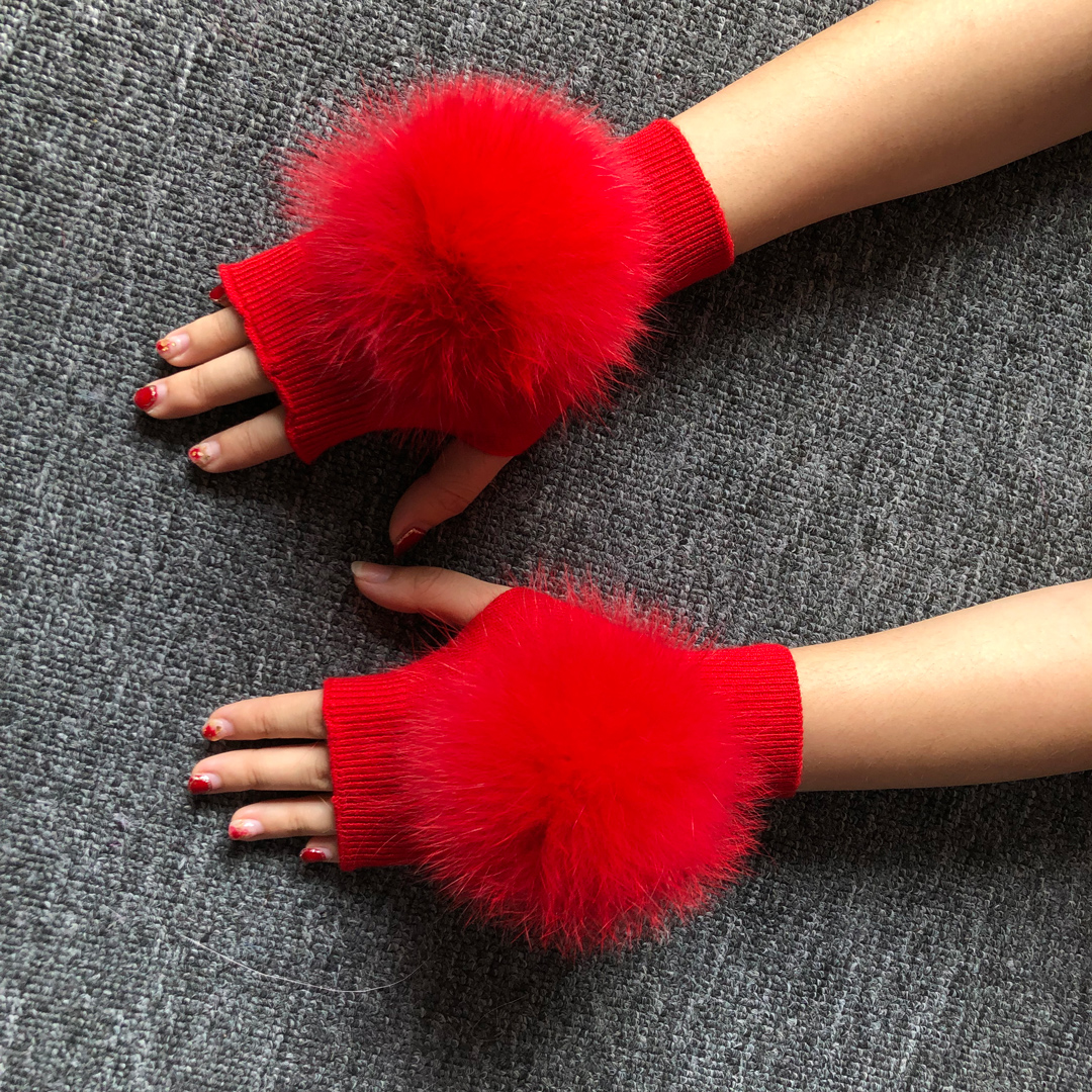 Зимние теплые варежки из натурального меха, шерстяные варежки, модные перчатки без пальцев из мягкого меха