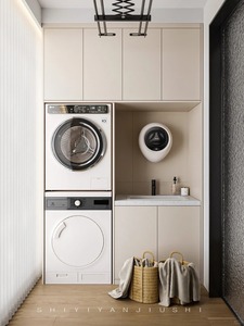 Armario de Lavandería Personalizado para Balcón con Gran Espacio de Almacenamiento para Lavadora Integrada para Casa u Hotel - Product Image 1