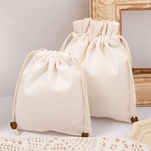 Pochette en toile de coton écologique avec cordon de serrage, sacs en coton personnalisés imprimés pour l'emballage, sac de rangement réutilisable, vente en gros avec logo - Product Image 2