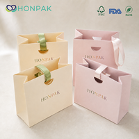 Tas Kado Kertas Mewah Custom dengan Pegangan Die Cut, Logo Dicetak, Kemasan Belanja Butik untuk Perhiasan Kosmetik HONPAK