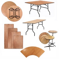 Table pliante en contreplaqué ignifuge demi-rond, table portable d'extérieur, table de restaurant, table de banquet, table de salle à manger pour événements