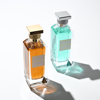 Botella de Perfume Vacía de 100 ml, Transparente y Brillante, con Fondo Grueso, Tapa de Aleación de Zinc Zamac Dorada/Plateada, con Paquete de Regalo