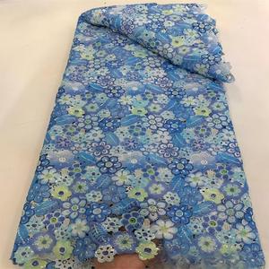 Tissu en dentelle nigérian de haute qualité pour la confection de robes de soirée, technologie française de guipure, bon prix - Product Image 4