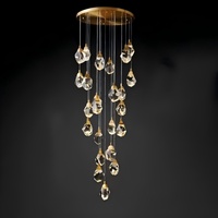 Projet personnalisé Métal Céramique Intérieur Or Décoration Lobby Plafonnier Restaurant de luxe Lampes d'escalier Suspension Led