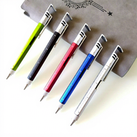 Stylo promotionnel multifonction avec niveau à bulle en plastique, tournevis, règle en pouces, pointeur laser, stylo à bille et logo personnalisé