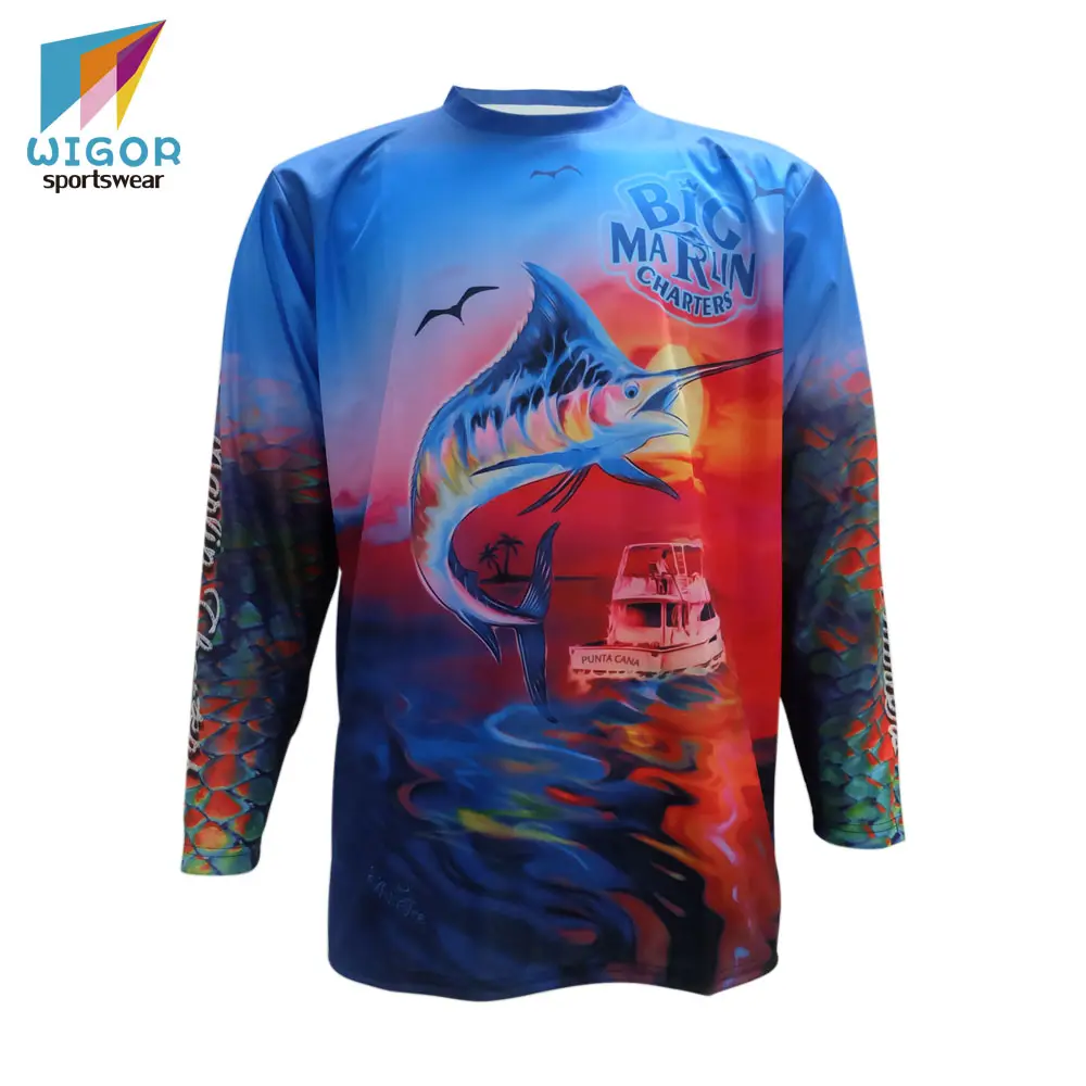 Pro-design di Alta Qualità degli uomini di Sublimazione Completa Manica Lunga Camicia Pesca
