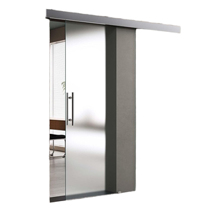 Porta Scorrevole Interna in Vetro Temperato Satinato 90x215 cm con Binario in Alluminio |   Distanziatore di Chiusura Ammortizzato 25 Mm-Amalfi14 - Product Image 1